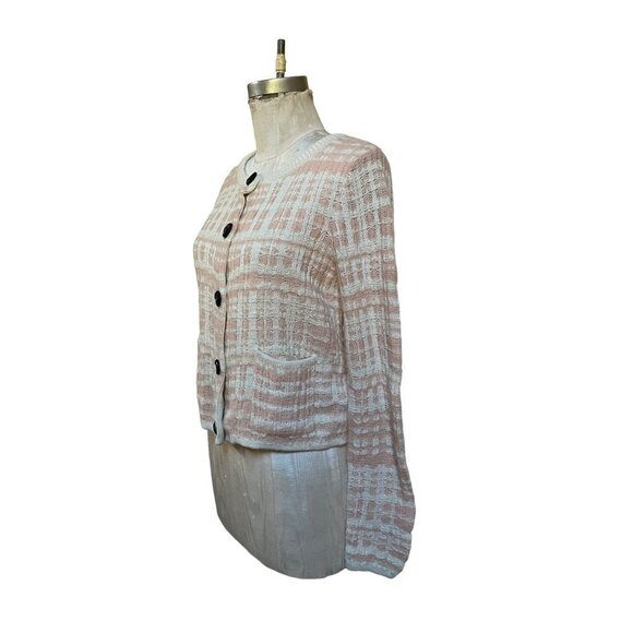Knitted&Knotted Pink Cardigan Sweater Cream Medium - Picture 3 of 12